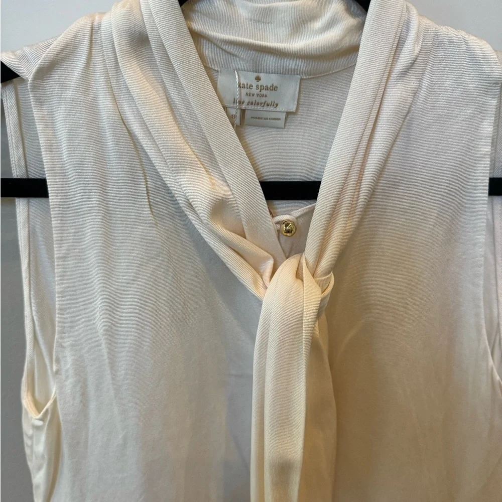 Kate Spade Ivory Sleeveless Top with Tie - Picture 3 of 4